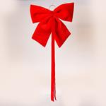 BOW, VELVET RED, WITH RIBBON, 44cm