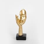 DECORATIVE SCULPTURE, FACE WITH HAND, GOLD, 6x5x16.5cm