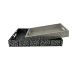 S/2 ΔΙΣΚΟΙ MDF - PU ΜΑΥΡΟ - ΑΣΗΜΙ - ΓΚΡΙ 40x30x5cm / 34x5x24cm