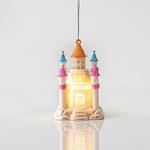 LIGHTED ACRYLIC CASTLE WITH MUSIC, WHITE-MULTI, BATTERY OPERATED, 7,4x11,3cm