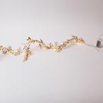 LIGHTED GOLD GARLAND WITH BROAD LEAF 150cm, 16 WARM WHITE LED, BATTERY BOX 3xAA, TIMER, LEAD WIRE 30cm, IP20
