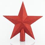 PLASTIC TOP TREE, RED STAR, WITH GLITTER, 20,5cm
