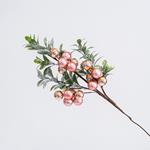 TWIG, WITH PINK FLOWER AND DECORATIVES, 60cm