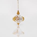 ACRYLIC ORNAMENT, ONION WITH GOLD SNOWFLAKE, 7,9x9,2cm