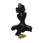 TABLE DECORATION, MASK WITH LEAVES, POLYRESIN, BLACK & GOLD, 26.5x42.5cm