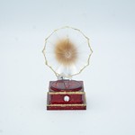 ACRYLIC ORNAMENT, GRAMOPHONE, BROWN WITH GOLD DETAILS, 5,3x5.3x10.6cm