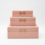 S/3 DECORATIVE BOX, WOODEN, PINK, 26x18x9.5, 22x14x7.5, 18x10x5.5cm