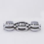 CANDLE HOLDER WITH GREY GLASS, METAL, CHROME, 3 POSITIONS, 33.5x10x8cm