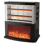 QUARTZ HEATER 2000W BLACK 2FACE WITH THERMOSTAT AND FLAME EFFECT 2000W