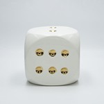 TABLE DECORATIVE DICE WHITE-GOLD 15x15x14.5cm