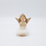 ANGEL SITTING WITH A LITTLE STAR, WHITE, 7x5x8cm