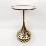 SIDE TABLE, METAL, GOLD, WITH MIRROR, 39X39X67cm