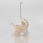 ACRYLIC BABY CARRIAGE, WHITE, WITH GLITTER, 11x10cm
