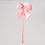 BOW, VELVET PINK, WITH RIBBON, 28cm