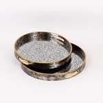 S/2 TRAY PS & MIRROR GREY - GOLD 40x40x4cm / 36x36x4cm