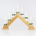 WOODEN CANDLESTICK, NATURAL COLOR, 230V, WITH 7 WHITE CANDLES, WARM WHITE, 39x4,8x30cm