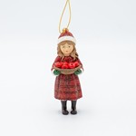 POLYRESIN ORNAMENT, GIRL WITH APPLES, RED, 5.5x12cm