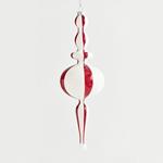 GLASS ORNAMENT, WHITE AND RED, 20cm