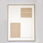 FRAMED RICE PAPER WALL ART, RECTANGLE SHAPES, WHITE-BEIGE, 60 x80x3cm