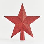 PLASTIC TOP TREE, RED STAR, WITH GLITTER,  20cm