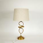 TABLE LAMP, WITH  LINEN  SHADE,METAL, GOLD-WHITE, 60x33cm