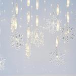 ICICLE, 56 LED 5mm WITH 14 SNOWFLAKES 11cm, 3,4V ADAPTOR, TRANSPARENT WIRE, WARM WHITE LED, H80xW300cm, LEAD WIRE 3m, IP44