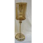 CANDLE HOLDER, METALIC, GOLD, 41x12cm