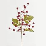 TWIG, WITH RED BERRIES AND GREEN LEAVES, 60cm