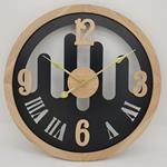 WALL CLOCK, METAL, LATIN CHARACTERS AND NUMBERS, BLACK-GOLD-NATURAL, 60x4.5x60cm