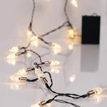LINE, 20 LED 5mm, VINTAGE DECO 1.2mm, BATTERY BOX 3xAA, TIMER, GREEN PVC WIRE, WARM WHITE LED PER 10cm, LEAD WIRE 30cm, IP20