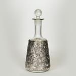 GLASS BOTTLE, WITH METAL FITTING,GLASS- METAL, SILVER, 29x12,5cm