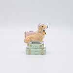 POLYRESIN HANGING ORNAMENT, DOG IN SUITCASE, OPAL COLOUR, 6x10cm