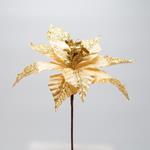 POINSETTIA, GOLD, WITH SHINY GLITTER ON HALF THE LEAF, 26x20cm
