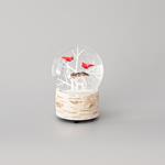 WHITE SNOWBALL, WITH REINDEERS INSIDE, WITH MUSIC AND MOVEMENT, WIND UP OPERATED, 10x13,5cm