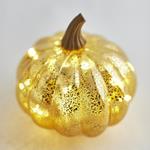 GLASS LED LIGHTED PUMPKIN, BATTERY OPERATED, ORANGE, 14,5x15cm