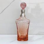 GLASS BOTTLE, WITH  METAL  NECK,  GLASS-METAL,  PINK- SILVER, 30x12cm