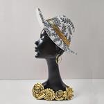 DECORATIVE SCULPTURE, RESIN, FEMALE WITH HAT, WHITE- BLACK-GOLD, 14.5x6x27.8cm