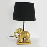 TABLE LAMP,  ELEPHANT, WITH BLACK SHADE, POLYRESIN, GOLD-BLACK, 19x15x43cm