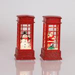 LIGHTED TELEPHONE BOOTH, WITH WATER INSIDE, BATTERY BOX 3*LR44, WARM WHITE LED, 5,4x5,4x12cm, 2 DESIGNS, IP20, DISPLAY BOX (16pcs)