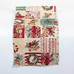TABLE RUNNER, BEIGE WITH CHRISTMAS MOTIFS, 150x33cm