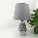 TABLE LAMP, WITH  LINEN  SHADE, CERAMIC, WHITE-GREY, 23x23x36cm