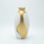 ΒΑΖΟ ΚΕΡΑΜΙΚΟ ΛΕΥΚΟ - ΧΡΥΣΟ 15.5x14.5x31cm