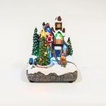 CHRISTMAS YARD WITH SANTA ON STAIR, WITH ADAPTOR, 13 LED, WITH MUSIC AND MOVEMENT, 19x16x22cm