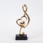 DECORATIVE SCULPTURE, HEART WITH MUSICAL NOTE, GOLD & BLACK, 10x5.5x25.5cm