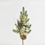 TWIG WITH CHAMPAGNE AND WHITE DECORATIVES, 53cm