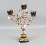 CANDLE HOLDER BIRD, POLYRESIN, BLACK & GOLD, 3 POSITIONS, 23x9x34.5cm