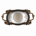 TRAY,  WITH MIRROR,  POLYRESIN,  GOLD-GREEN, 47x5.3x24cm