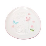 ΔΙΑΚΟΣΜΗΤΙΚΟ ΠΑΣΧΑΛΙΝΟ ΠΙΑΤΟ ΜΕ ΛΑΓΟ ΚΕΡΑΜΙΚΟ ΛΕΥΚΟ - ΡΟΖ 20.6x26x1.7cm