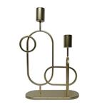 CANDLE HOLDER, METAL, GOLD, 2 POSITION, 22x8x32.5CM