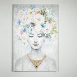 CANVAS WALL ART, FEMAILE WITH FLOWERS, 80x120x3.5cm